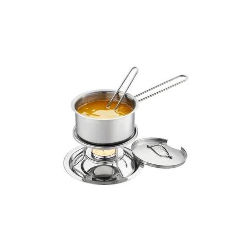 Sauteuse GEFU "CALORIC SET", silber, B:13cm H:16cm L:24cm, Töpfe, Set mit Stövchen