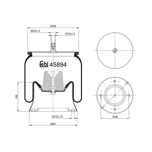 FEBI BILSTEIN Federbalg, Luftfederung 45894 gelenkte Nachlaufachse 241mm für Mercedes