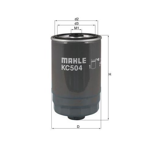 MAHLE Kraftstofffilter kc504 Anschraubfilter 143,2mm GewindemaßM16x1,5 für KIA
