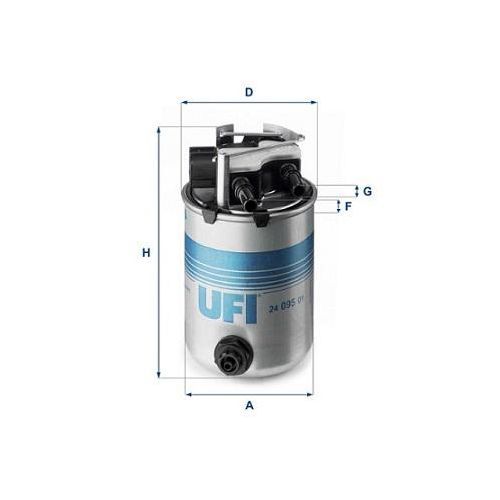 UFI Kraftstofffilter 2409501 Filtereinsatz 157mm GewindemaßM10 für RENAULT
