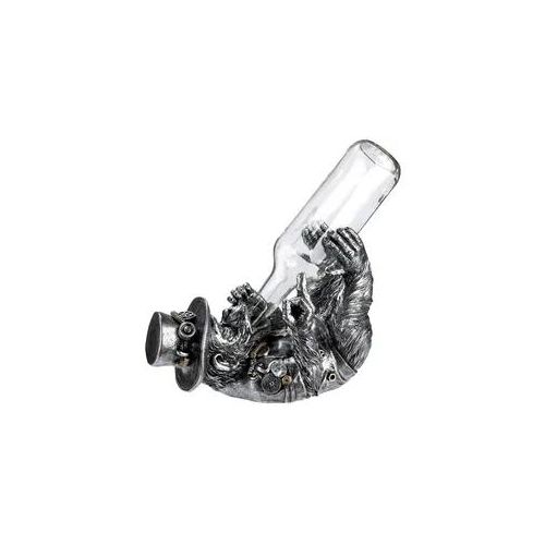 Flaschenhalter CASABLANCA BY GILDE "Flaschenhalter Affe Steampunk Monkey", silberfarben, B:27,5cm H:20,5cm L:16,5cm, Kunststoff, Flaschenhalter, Flaschenhalter