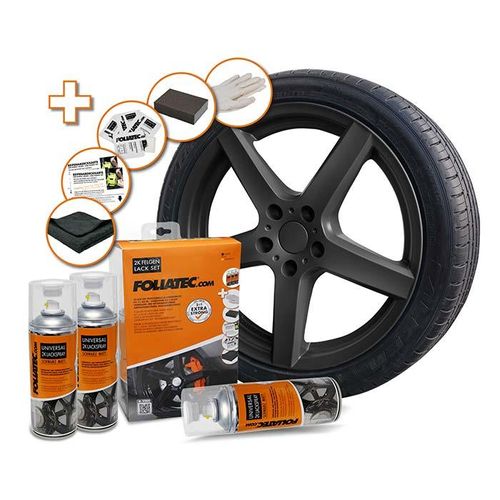FOLIATEC Felgenlack 2K Felgen Lack Set, schwarz matt 2350 0.4l