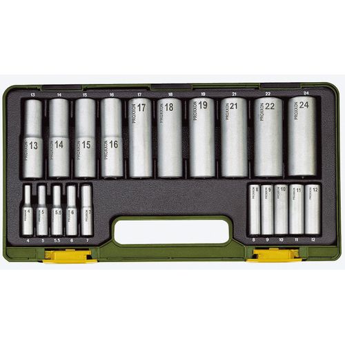 PROXXON Steckschlüsselsatz Tiefbett-Steckschlüsselsatz, 1/4 Zoll + 1/2 (20-tlg.) 23292