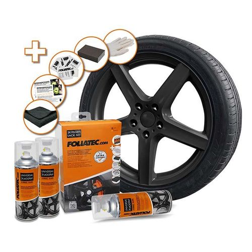 FOLIATEC Felgenlack 2K Felgen Lack Set, schwarz glänzend 2351 0.4l