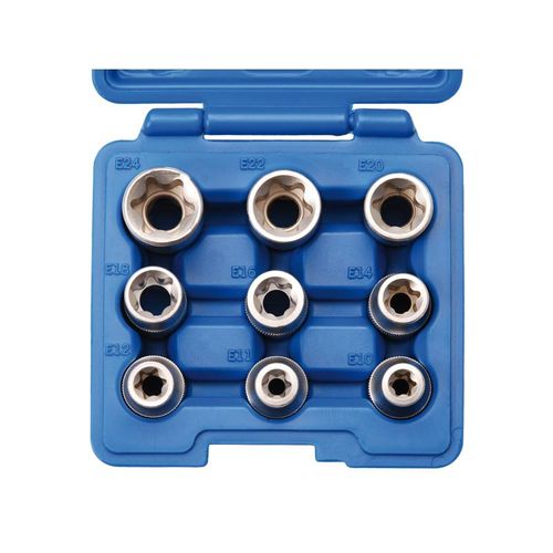 SWSTAHL Steckschlüsselsatz Steckschlüsseleinsätze, 1/2 Zoll, E-Profil, 9-tlg. 04435l