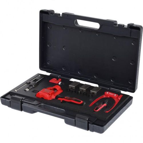 KS TOOLS Bördelgeräte-Satz FLAREFIX 1 -Bremsleitungs-Bördelgerät-Satz mit Hydraulik-Spindel, 16-tlg 1221290