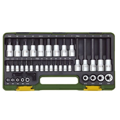 PROXXON Steckschlüsselsatz 1/2 Zoll + 1/4 Zoll, (41-tlg.) 23290