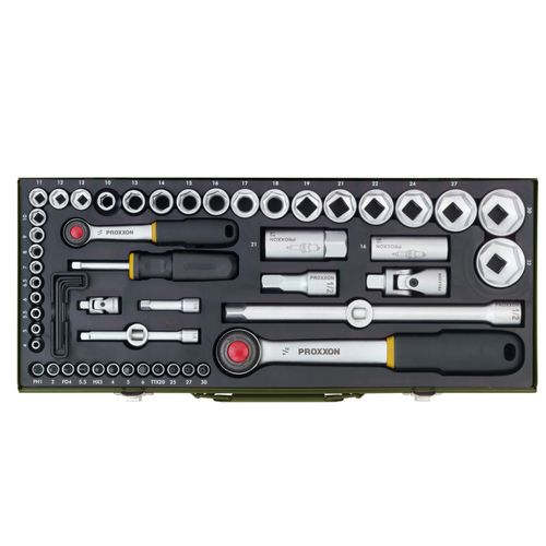 PROXXON Steckschlüsselsatz 1/4 Zoll + 1/2 (56-tlg.) 23040