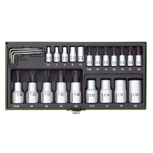 PROXXON Steckschlüsselsatz TX, 1/4 Zoll + 1/2 (23-tlg.) 23102