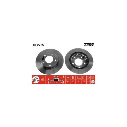 TRW Bremsscheibe df2705 261mm 10mm für FORD USA FORD MAZDA HAIMA (FAW)