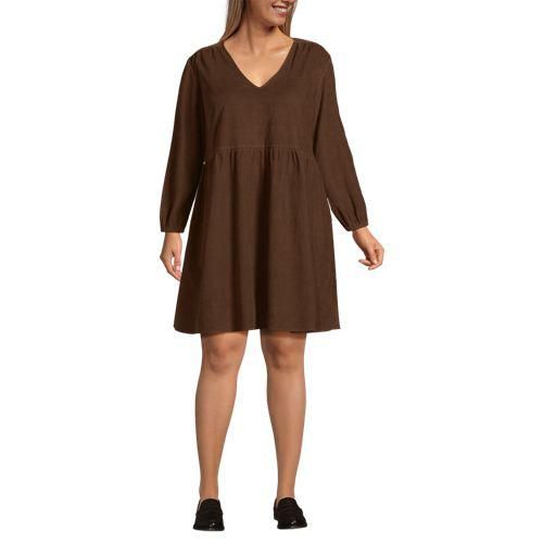 Ausgestelltes Feincordkleid, Damen,  Braun, Baumwolle, by Lands' End