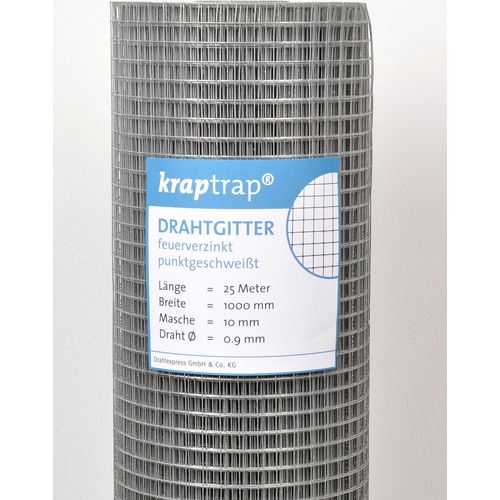 KrapTrap® Volierendraht Drahtgitter I Käfigdraht Schweißgitter I 10x10mm 1 x 25m I 0,9mm stark Drahtzaun Maschendraht