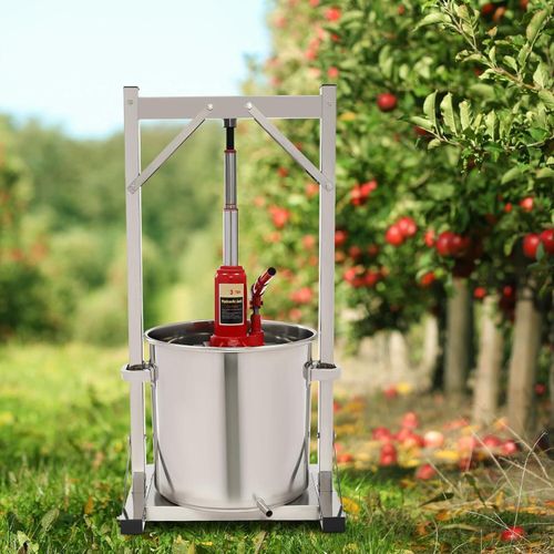 22L Edelstahl Apfelweinpresse, Obstpresse Apfelpresse Fruchtpresse mit Trommel, Pressenrahmen und Hydraulik