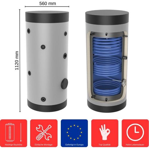 Solarspeicher 150 Liter SP-2-150 Trinkwasserspeicher Warmwasserspeicher Boiler