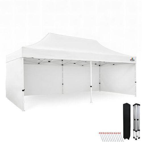 Hochzeitszelt 3x6, wasserdichtes Partyzelt 330g/m², Stahlrahmen + 3 Seitenwände.