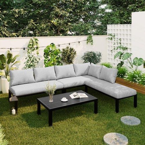 Modulares Gartensetz aus Eisen, 6 Sitzplätze, abnehmbar
