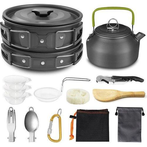 Famanu Campingkochgeschirr Set - Outdoor Kochgeschirr Set - für Camping, Wandern, Picknick, Reisen