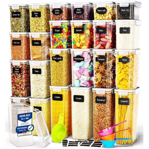 Luftdichte Kunststoff-Opbergdosen mit Deckel, 24 Stück, für Getreide und Mehl
