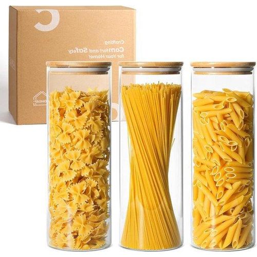 Luftdichte Gläser mit Bambusdeckel 2200ml Borosilicat Glas