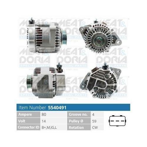 MEAT & DORIA 5540491 Lichtmaschine Generator LiMa 80A 14V für TOYOTA Yaris Schrägheck (P9) Yaris Schrägheck (P13) Yaris Schrägheck (P1) Yaris Verso
