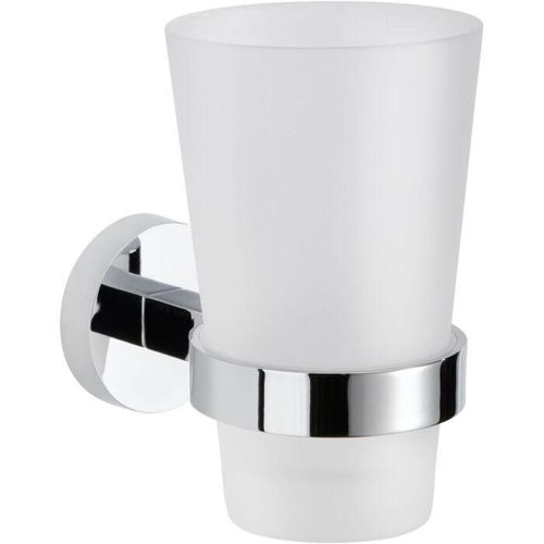 nwb Glashalter mit satinierten Glas, Ø 78mm, chrom