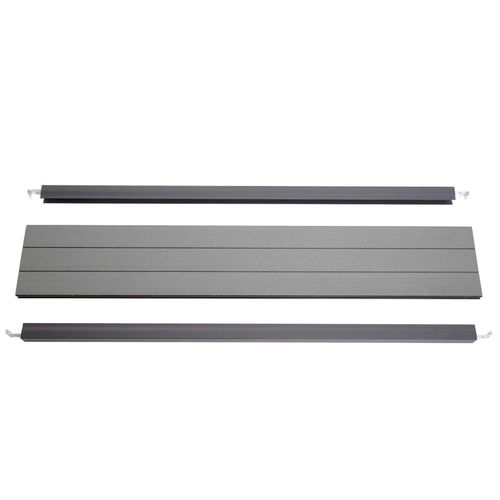 Abschluss-Set für WPC-Sichtschutz Savoie, Abschlussprofil Windschutz, Alu-Pfosten ~ 90cm, grau