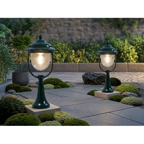 2er-Set grüne Sockelleuchten PARMA Aluminium, E27, IP43, H.: 54 cm