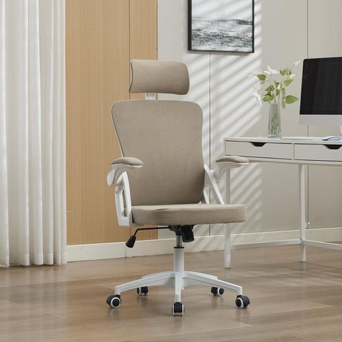 Ergonomischer Netz-Bürostuhl mit verstellbarer Lendenstütze und Kopfstütze – Hochlehner-Exekutive Schreibtischstuhl für Zuhause/Büro. khaki