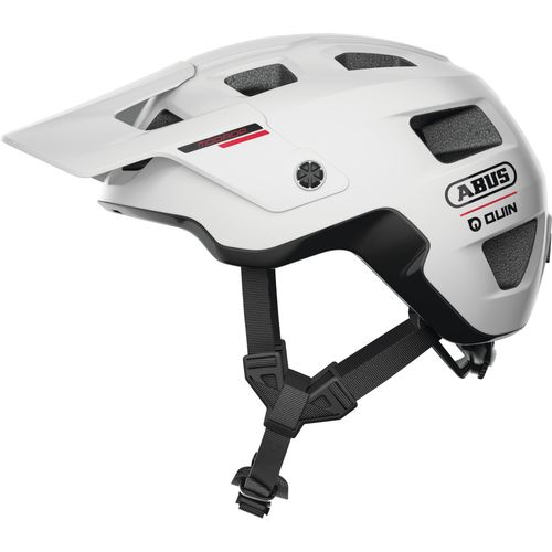 ABUS MTB-Helm MoDrop QUIN - smarter Fahrradhelm mit Bluetooth®, Crash-Erkennung & SOS-Alarm-System für Mountainbiker - Unisex - Weiß Matt, M