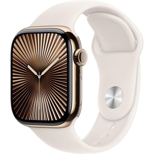 Apple Watch Series 10 GPS + Cellular 42mm Titânio Dourado c/ Bracelete Desportiva Luz das Estrelas M/L