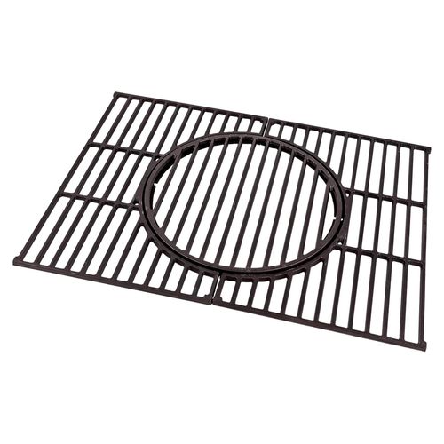 Universal Grillrost-Set mit Rost-in-Rost-System aus emailliertem Gusseisen, herausnehmbare Rostmitte, Farbe schwarz, Maße ca. 41,5 x 55 x 1 cm