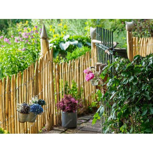 Staketenzaun Kastanie - Kastanienzaun für Ranch & Garten Staketenzaun Kastanie 80 x 500 cm 4-5 cm