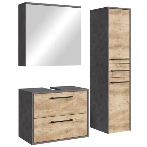 Badplaats Wastafelkast set florence 60 x 35 cm – kastanje met donker grijs