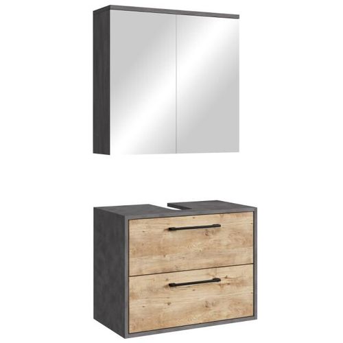 Badplaats Wastafelkast set florence 60 x 35 cm – kastanje met donker grijs