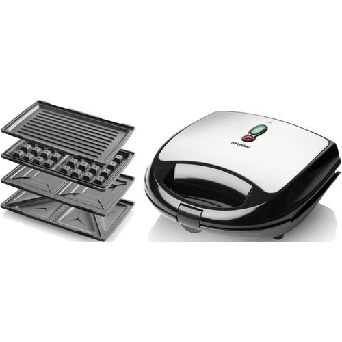 HYUNDAI Sandwichmaker "HYUSM616", schwarz (silber, schwarz), B:24cm H:9cm T:23cm, Sandwichmaker