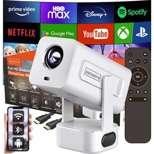 Mini-Projektor - Tragbar - Android 13-Projektor - WLAN - 360° drehbar - Full HD 4K - Für Smartphones