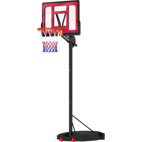 Kinder-Basketballkorb, Outdoor-Basketballkorb für Kinder, 200-260 cm höhenverstellbar, mit Rädern, ab 6 Jahren, Rot