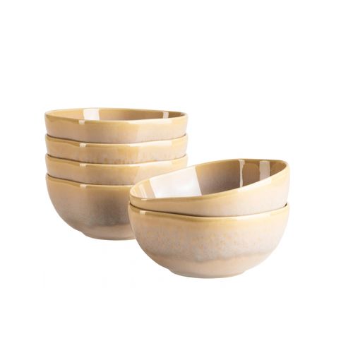 Schüssel MÄSER "Cordelia, Schüssel Set, aus Steinzeug, Ø 16 cm", beige (beige, sand), H:6,5cm Ø:16cm, Steinzeug, Schüsseln, Schüssel