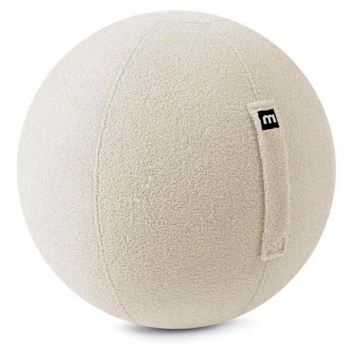 Ergonomischer Sitzball 'Der Runde' mit Pumpe, Pezziball, Yogaball oder Gymnastikball mit Teddybezug, 65 cm Breite, Bürostuhl-Alternative für Zuhause und Büro in Naturbeige