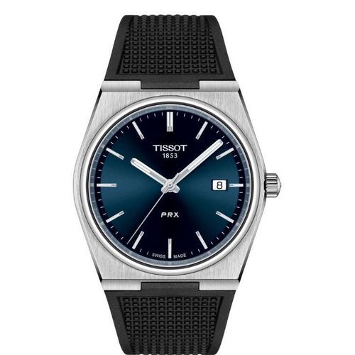 Tissot PRX 40 mm, blaues Zifferblatt, Kautschukarmband, Quarzwerk