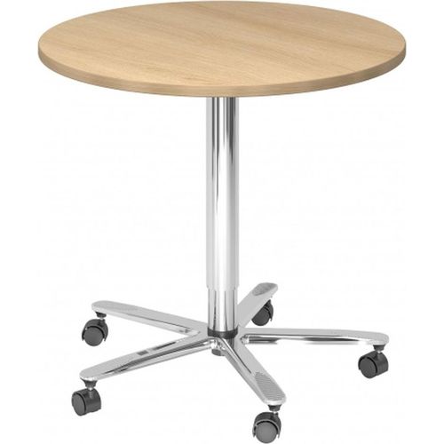 BISTRO 80R C - System Konferenztisch Chrom Eiche Ø 80