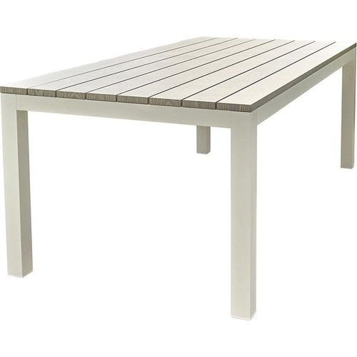 Gartentisch weiß grau Aluminium 8 Sitzplätze