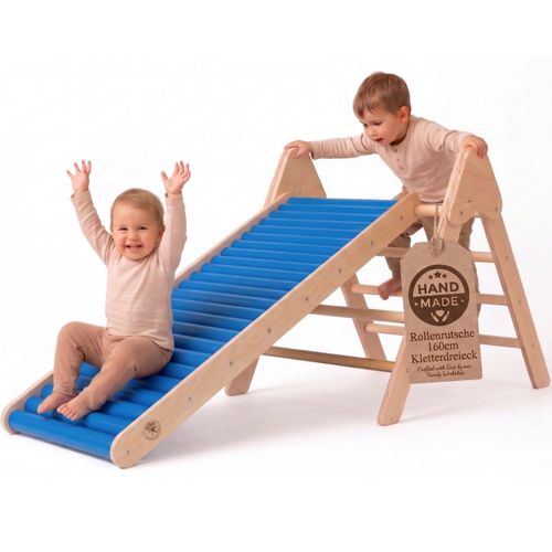 WoodsCraft - Indoor & Outdoor Kletterset: Rutsche [160cm] mit Kletterdreieck | Kinderrutsche-Rollenrutsche: viele Sinneserfahrungen | Kinder Rutsche