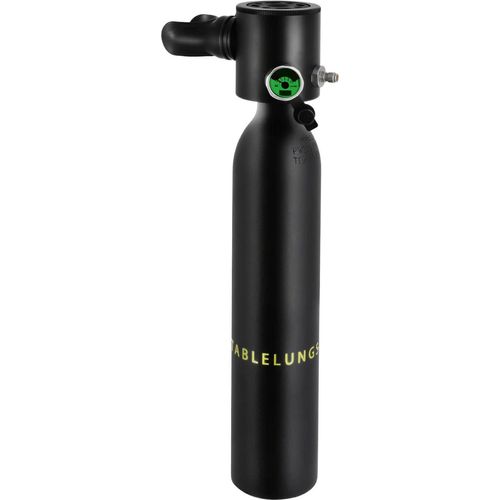 Mini Tauchflasche - Tragbare Scuba-Ersatzluftflasche - Komprimierte Luft 100 l - Nutzungszeit 5–10 Min - Aluminiumlegierung & Silikon - Schwarz