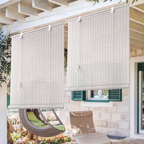 Bamboe latten für Innen- und Außenbereiche, weiß, Roll-up, 100 x 250 cm