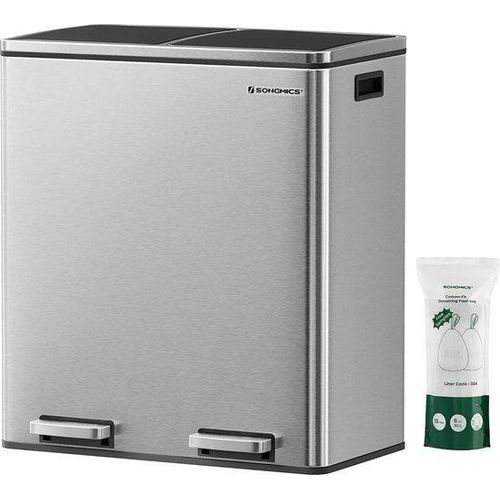 Küchenmüllabfall - 2-Teller - Mülltrennungssystem - Chrom - 60 L