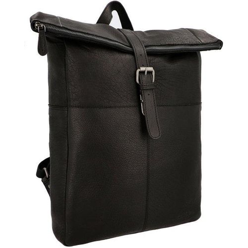 Uni Leder Rucksack - Herren Rolltop Messenger Rucksack Vintage Stadt Rucksack Outdoor Rucksack Laptop Tas Universitäts Rucksack Wander Rucksack Schwarz Leder 13L