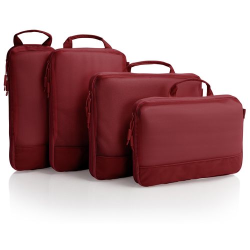 Kofferorganizer HEYS "Ecotex Compression Packing Cube", Herren, Gr. B/H/T: 35,6cm x 29,2cm x 12,7cm, rot (rot maple), Nylon, unifarben, Taschen Kofferorganizer, komprimierbare Packwürfel, Packtaschen, Organizer für Koffer