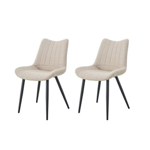 Furnilux Crème stoel set van 2 moderne 4-poot eetkamerstoel met quilted rug