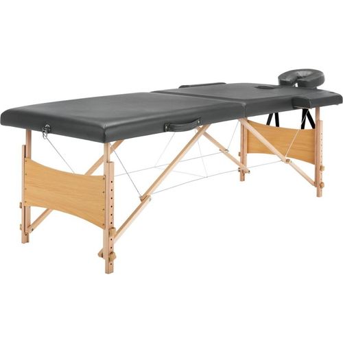Massagetisch mit 2 Zonen Holzrahmen Anthrazit 186×68 cm